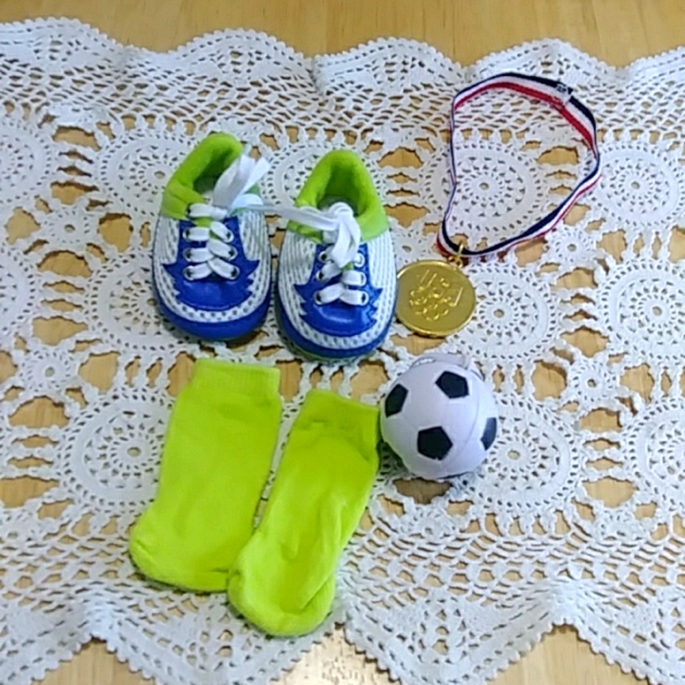 American Girl Soccer Accessories - Shoes, Ball, Socks, Medal